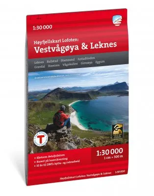 Høyfjellskart Lofoten: Vestvågøya – Leknes 1:30 000 matkakaart
