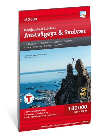Høyfjellskart Lofoten: Austvågøya – Svolvær 1:30 000 matkakaart