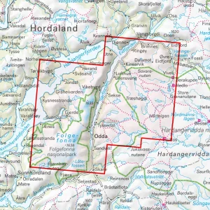 Turkart Hardangervidda vest, Trolltunga & Folgefonna 1:50 000 matkakaart