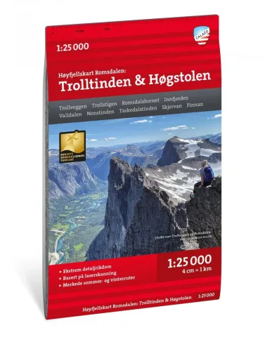 Høyfjellskart Romsdalen: Trolltinden & Høgstolen 1:25 000 matkakaart