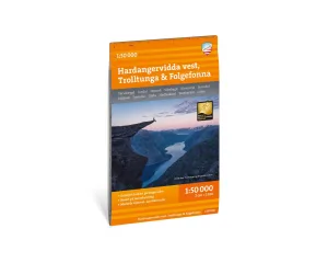 Turkart Hardangervidda vest, Trolltunga & Folgefonna 1:50 000 matkakaart