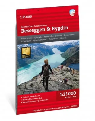 Høyfjellskart Jotunheimen: Besseggen & Bygdin 1:25 000 matkakaart